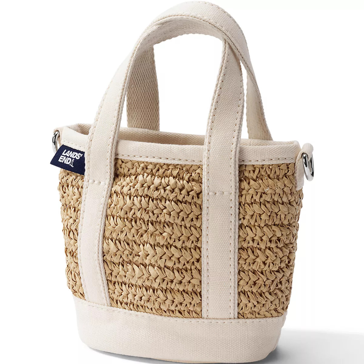 Mini Raffia Open Top Canvas Tote Bag | Lands' End (US)