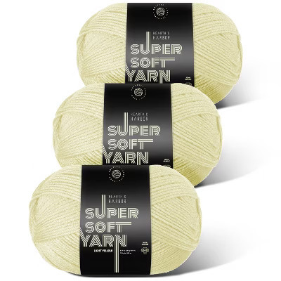 Acrylic Yarn for Crocheting & Knitting - Soft Yarn for Crocheting, 3 Pack of 370 Yards Knitting Yarn, Medium Worsted Weight Light Yellow Yarn 4 | Target