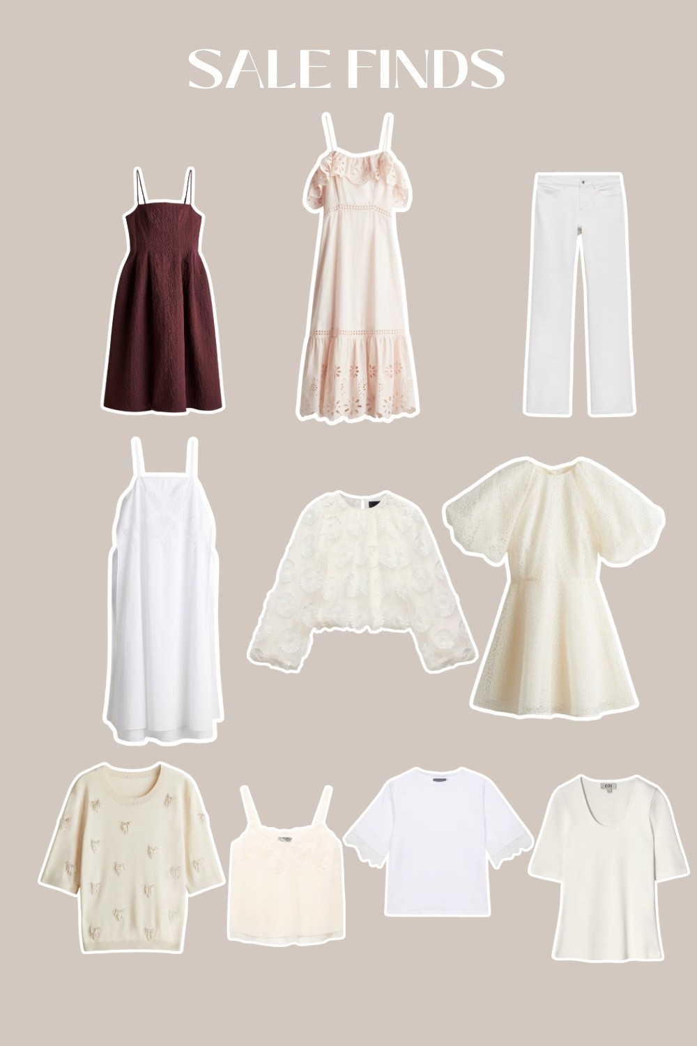 The best of the end of the sales. 
There are some real bargains if you’re looking for last-minute summer things but also staples that you’ll be able to wear into autumn like the white jeans, t-shirts and the floral appliqué jacket. 

There’s also a really pretty, blush pink sundress, a burgundy dress that will cross the seasons and the cutest white dress with puff sleeves  

#LTKStyleTip #LTKFindsUnder50 #LTKSaleAlert