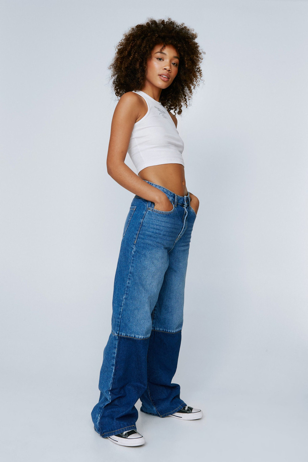 100% Organic Cotton Colorblock Wide Leg Jeans | Nasty Gal (US)