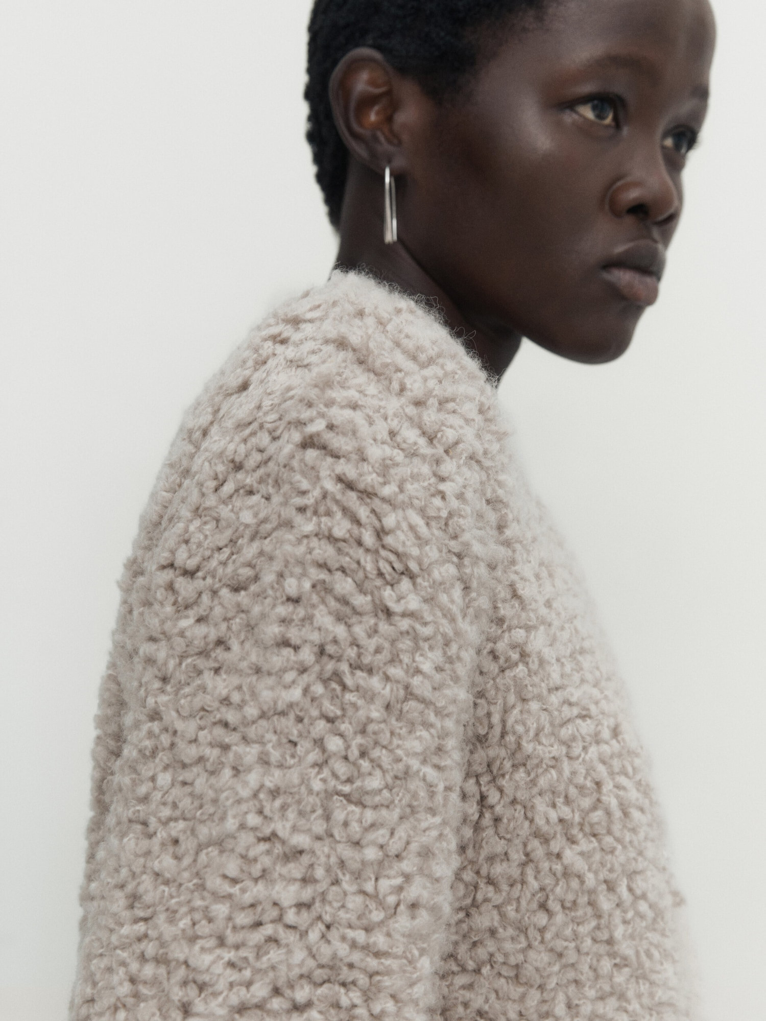 Bouclé knit cardigan with buttons | Massimo Dutti US