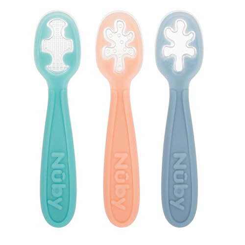 Nuby 3-Stage Baby's First Spoons Set - 3 Pack - 6+ Months - Baby Spoons with Easy Grip Handle - Pastels | Amazon (US)