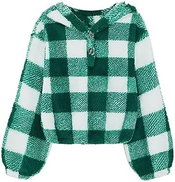 GAMISOTE Kids Girl's Fuzzy Hoodies Warm Loose Button Down Pullover Sherpa Jacket Top | Amazon (US)
