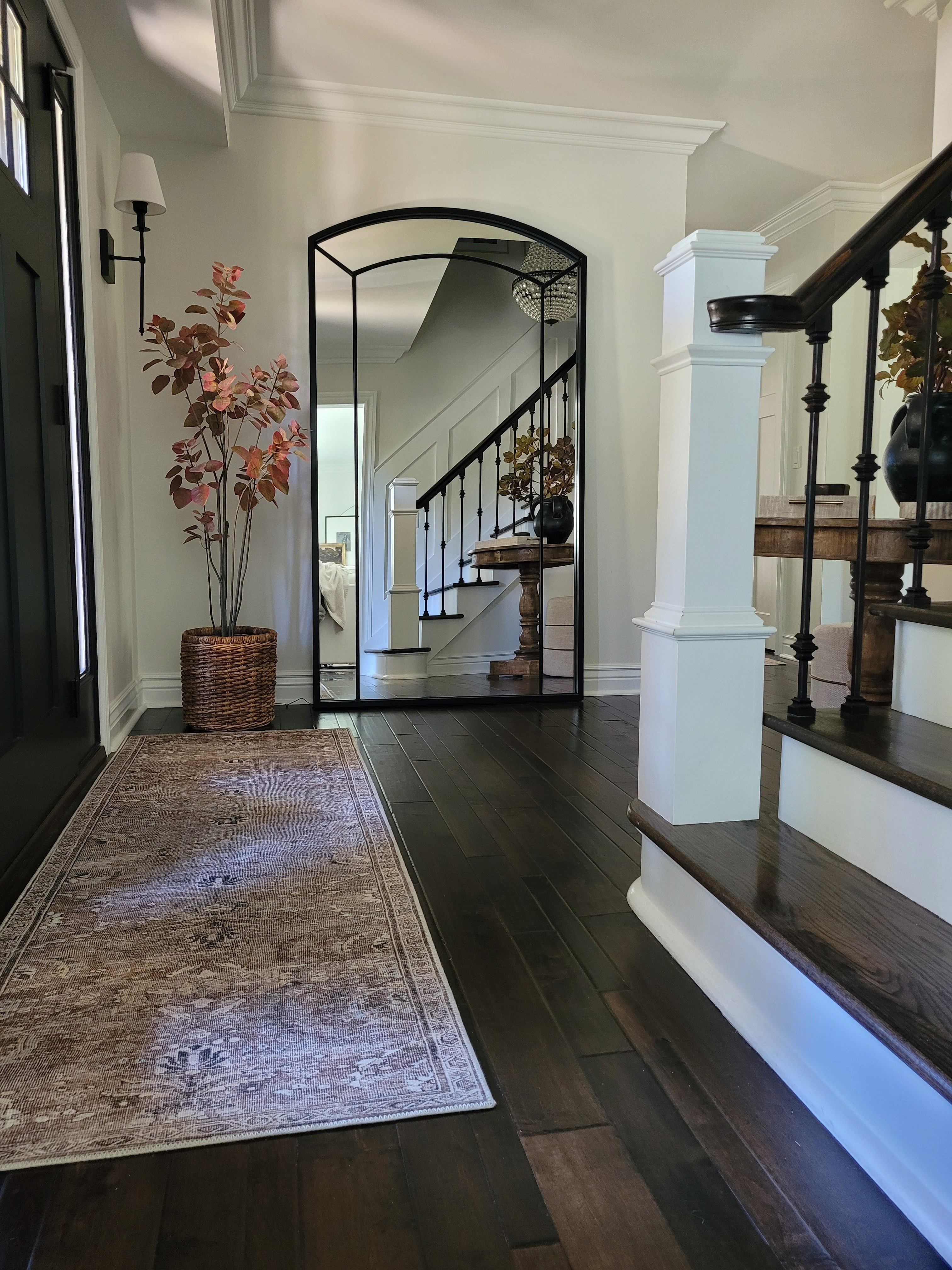 Fall entryway inspo with the prettiest faux fall tree and stems,  floor mirror,  and vintage inspired runner rug! Fall decor,  fall home

#LTKHome #LTKFindsUnder50 #LTKSeasonal