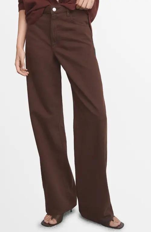 MANGO Danila High Waist Wide Leg Jeans in Dark Brown at Nordstrom, Size 8 | Nordstrom