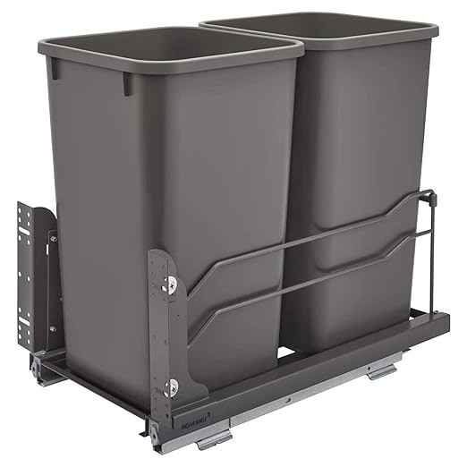 Rev-A-Shelf Double Pullout Trash Can for Base Kitchen Cabinets 27 qt. 12.5 Gallon with Soft-Close... | Amazon (US)