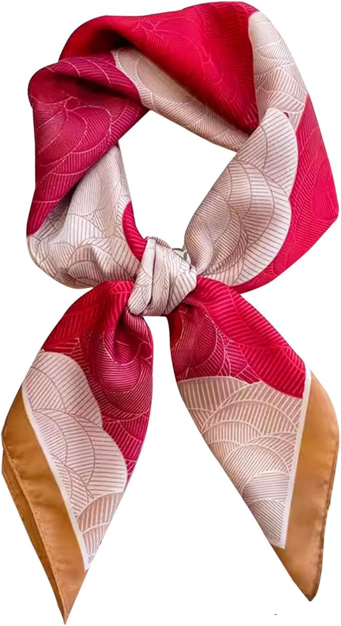 kcctoo 27.5" Mulberry Silk Feeling Head Scarf Women's Fashion Square Neck Satin Scarfs for Bag Ha... | Amazon (US)