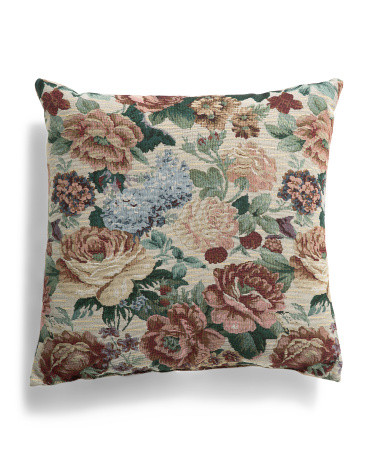 Made In Usa 22x22 Flossie Floral Tapestry Oversized Pillow | TJ Maxx