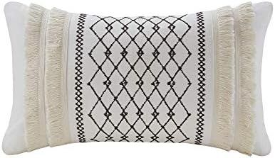 Bea Embroidered Cotton Accent Throw Pillow , Mid-Century Geometric Fashion Oblong Decorative Pill... | Amazon (US)