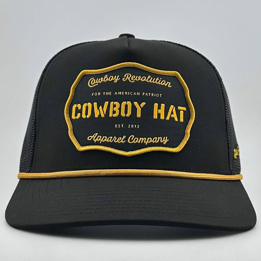 “Cowboy Hat” Patch Rope Trucker Hat - Black One Size Fits Most | Amazon (US)