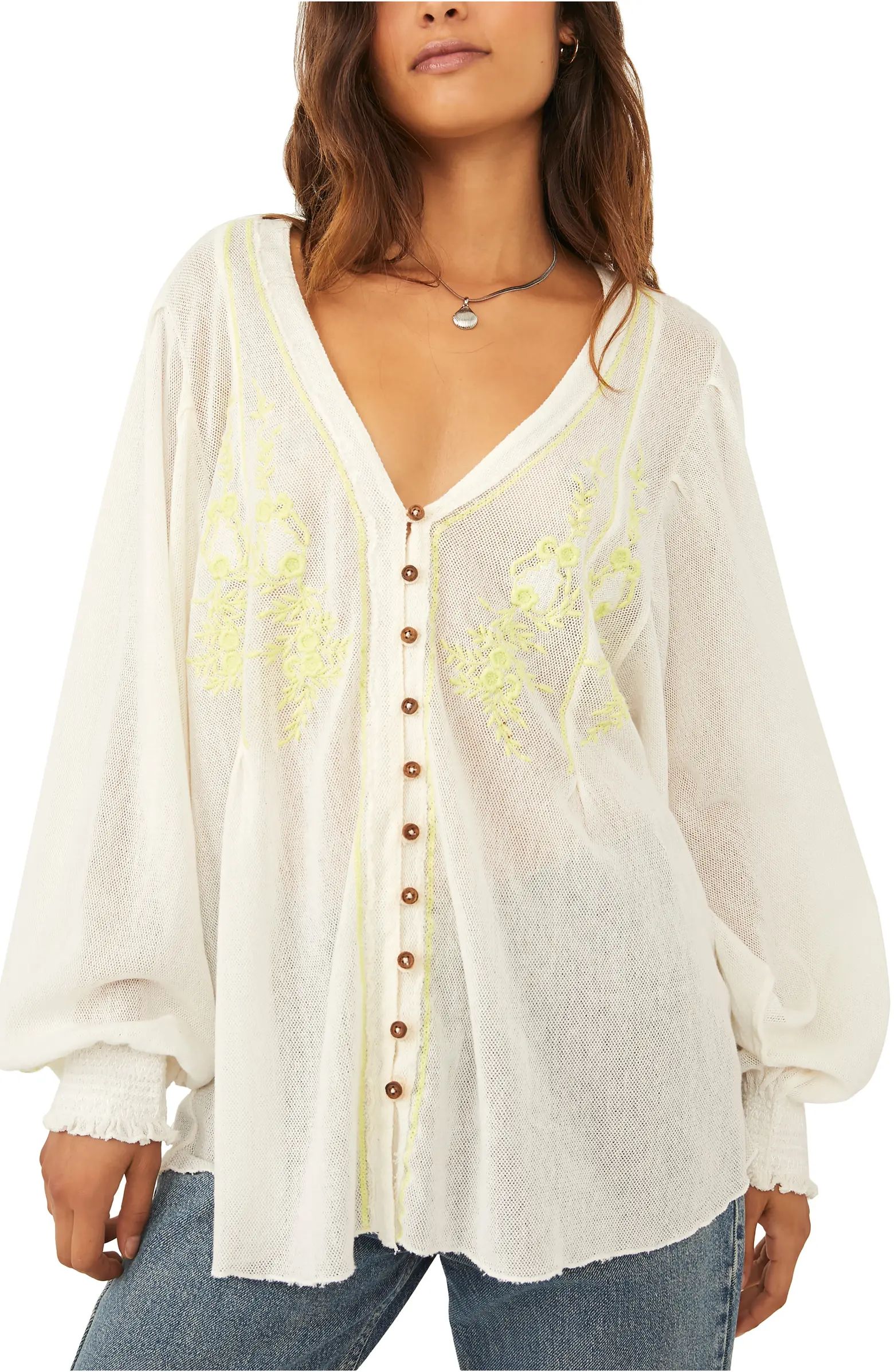 Free People Margie Embroidered Cardigan | Nordstrom | Nordstrom