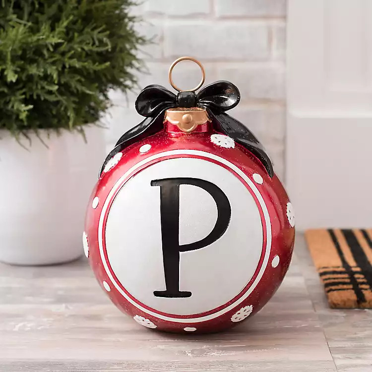 Snowflake and Bow Monogram P Ornament Statue | Kirkland's Home