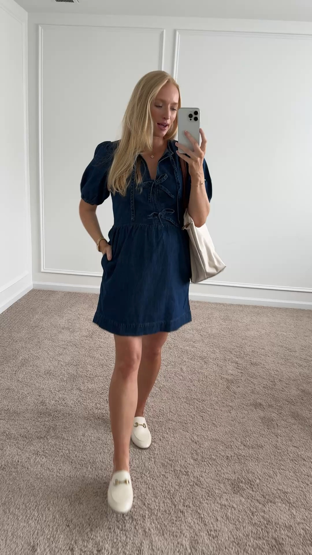 How sweet is this little denim dress with the bow details! I’m wearing a size 4 petite because I wanted a shorter length. Such a cute end of summer work look or teacher outfit! Styled with comfortable slide on loafers under $70 - I sized up half but if you have a napped foot hey your normal size (they run a little wide). 

Back to school // teacher outfits // bump friendly work outfit // bump friendly dresses

#LTKBump #LTKSeasonal #LTKWorkwear
