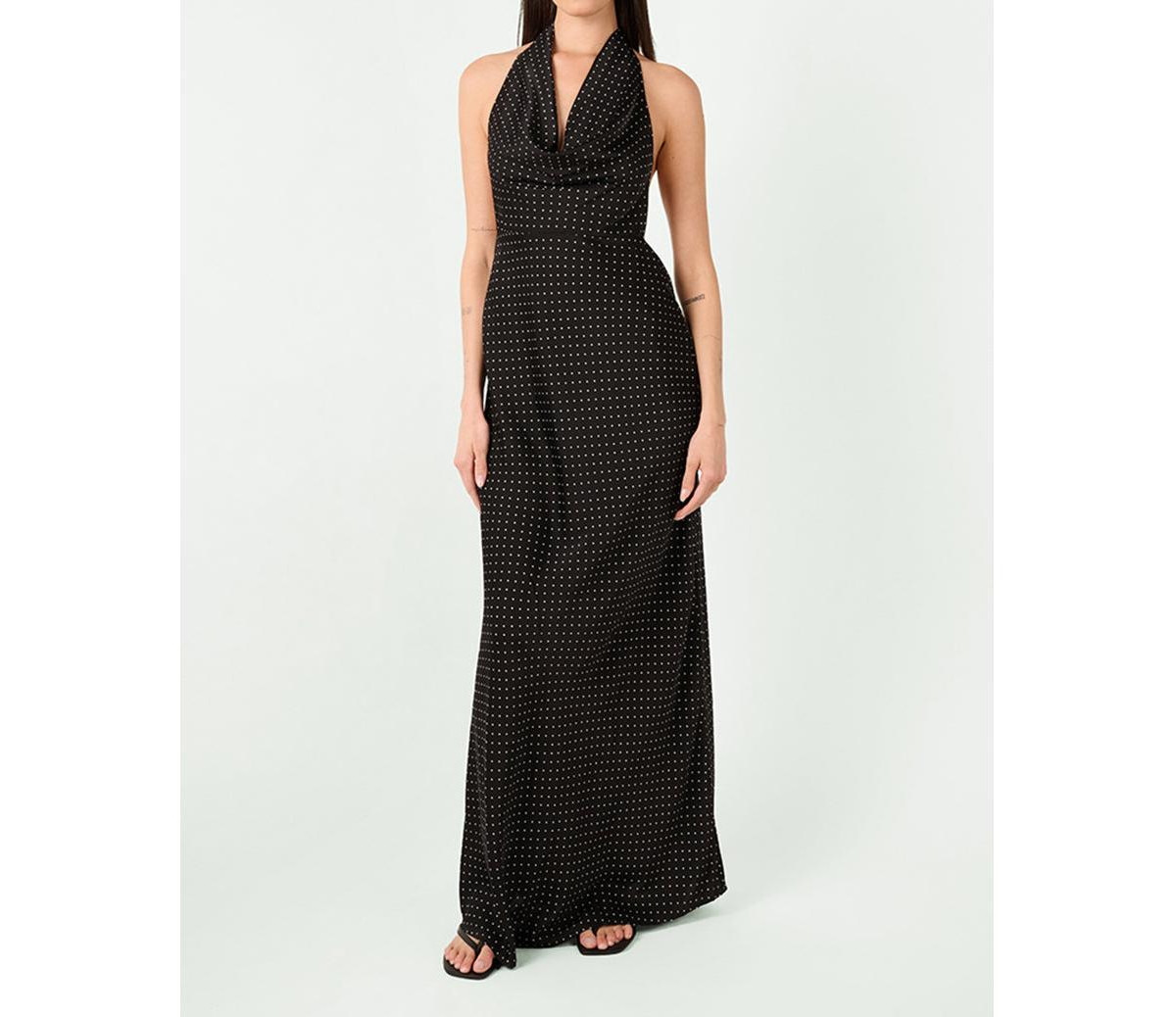 WeWoreWhat Women's Cowl Halter Maxi Dress - Black multi | Macy's