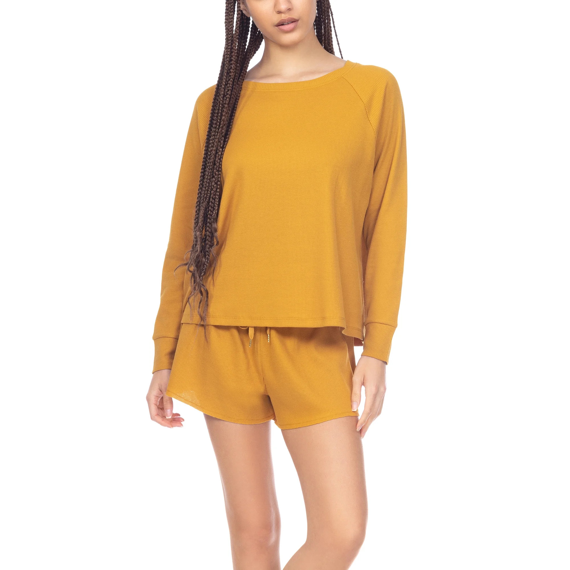 Honeydew Women's Cozy Waffle Fabric Lounge Set for Stylish & Comfortable Travels - Walmart.com | Walmart (US)