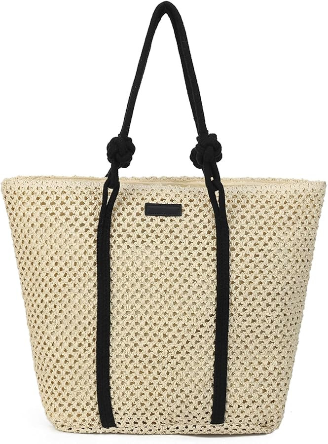 Straw Beach Bags for Women Woven Beach Tote Bag Casual Boho Large Shoulder Handbags for Vacation ... | Amazon (US)