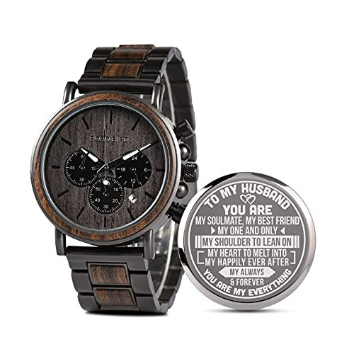 2win Engraved Wooden Watch for Boyfriend My Man Fiancé Husband Customized Personalized Wood Watc... | Amazon (US)