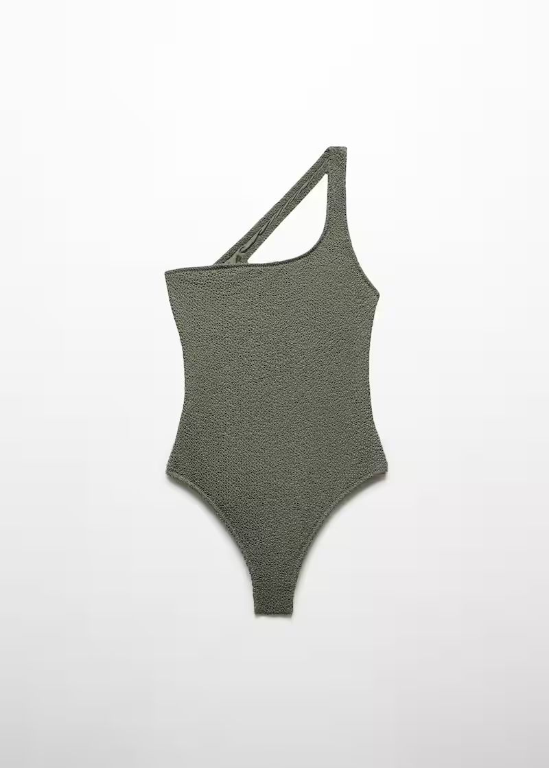 Asymmetrical textured swimsuit -  Women | Mango USA | MANGO (US)