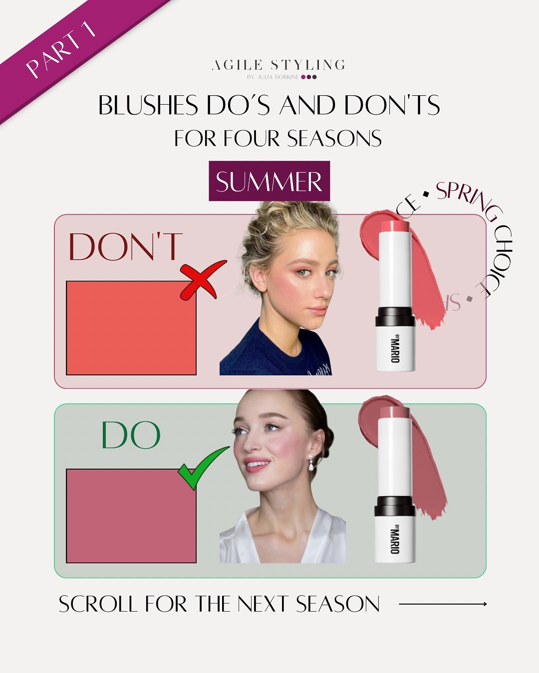 BLUSHES: The Do’s & Don’ts for YOUR SEASON 🤫

Blush can be your best friend or your worst enemy—depending on the shade! Here’s why choosing the right blush for your season matters:

❌ Wrong blush shade:
– Makes you look washed out
– Emphasizes redness and uneven skin tone
– Can look too harsh or unnatural

✅ Right blush shade:
– Enhances your natural glow
– Harmonizes with your skin tone
– Makes you look effortlessly fresh and radiant

💡 A common mistake? Picking a shade just because it’s trendy, not because it suits you. That’s where Color Analysis comes in—so you can stop guessing and start glowing! 🌟

Which blush mistake have you made before? Drop a ❤️ in the comments if you’re ready to find your perfect shade! 👇

🔗 Book your Color Analysis now! Link in bio

❤️‍🔥 Shop for your blushes with the link in bio on my LTK store

Blushes: @makeupbymario 

#ColorAnalysis #BlushMistakes #FindYourShade #MakeupForYourSeason #PersonalizedBeauty #ColorStyling #GlowUp