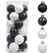 Valery Madelyn 24ct 40mm Black and White Christmas Ball Ornaments Decor, Shatterproof Christmas Tree | Amazon (US)