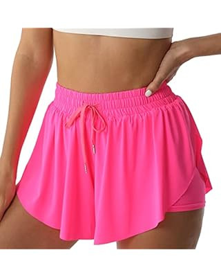 Wsirmet Womens Flowy Athletic Shorts 2 in 1 Running Yoga Shorts High Waisted Workout Biker Spande... | Amazon (US)