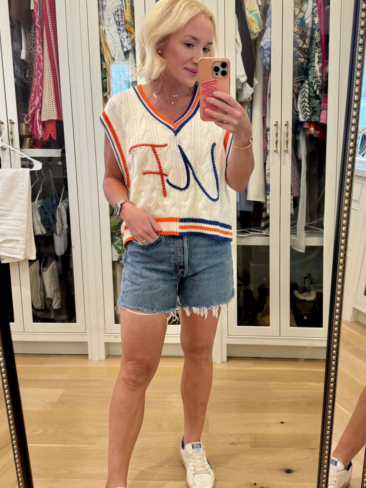 Game day look. Queen of sparkles. Game day outfit. Florida gators. Size XS. Agolde denim shorts size 25

#LTKPetite #LTKStyleTip #LTKSeasonal