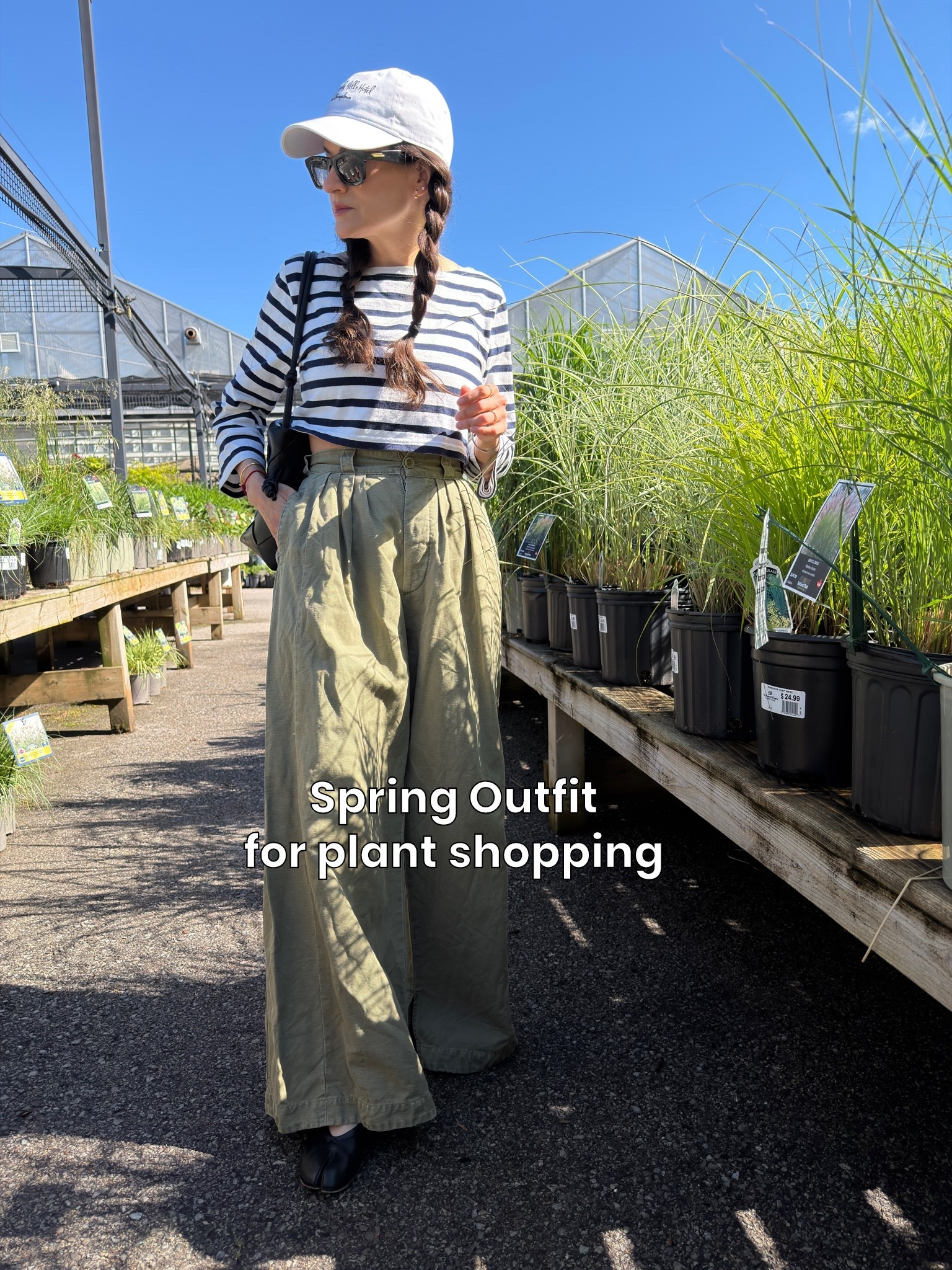 A striped cotton shirt and high waisted olive pants for an afternoon of plant shopping. My pieces are sold out. Linked similar below.

#LTKstyletip #LTKmodest #LTKhome