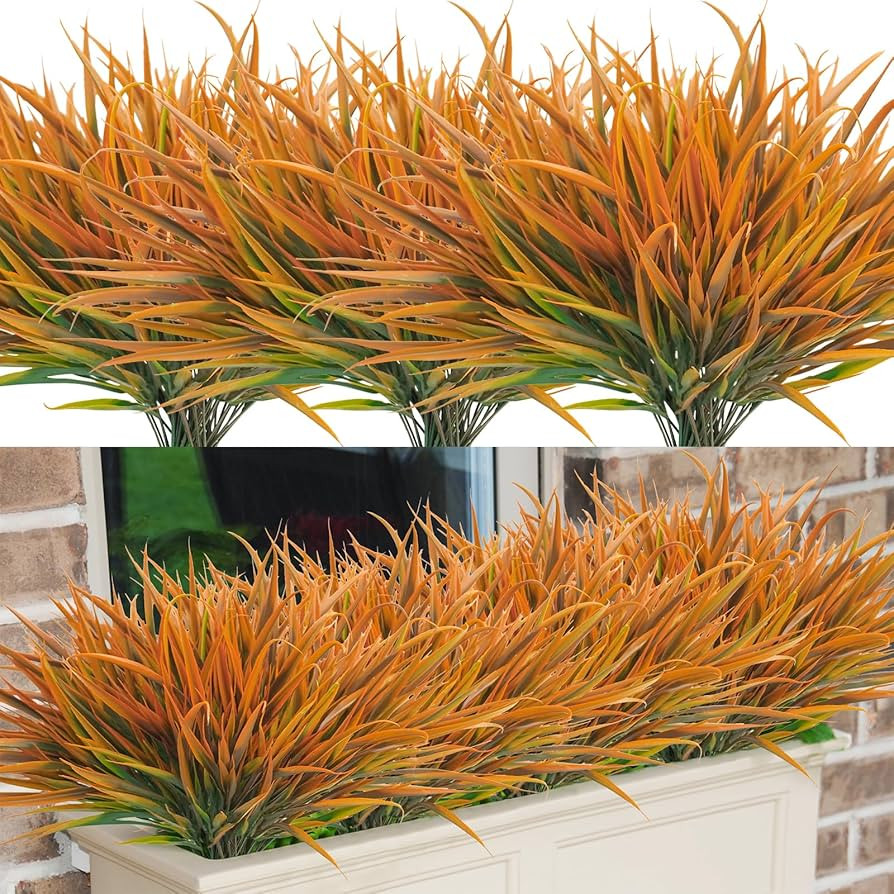 12 Bundles Artificial Outdoor Plants UV Resistant Fake Grass Plants Faux Plastic Plants Greenery ... | Amazon (US)