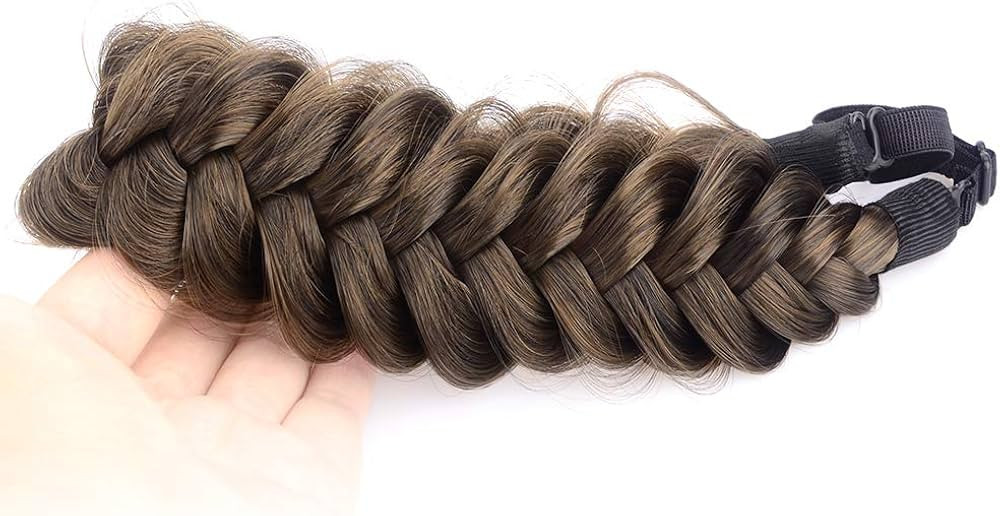 BOBIYA Messy Wide 2 Strands Synthetic Hair Braided Headband Classic Chunky Hair Braid Headband El... | Amazon (US)