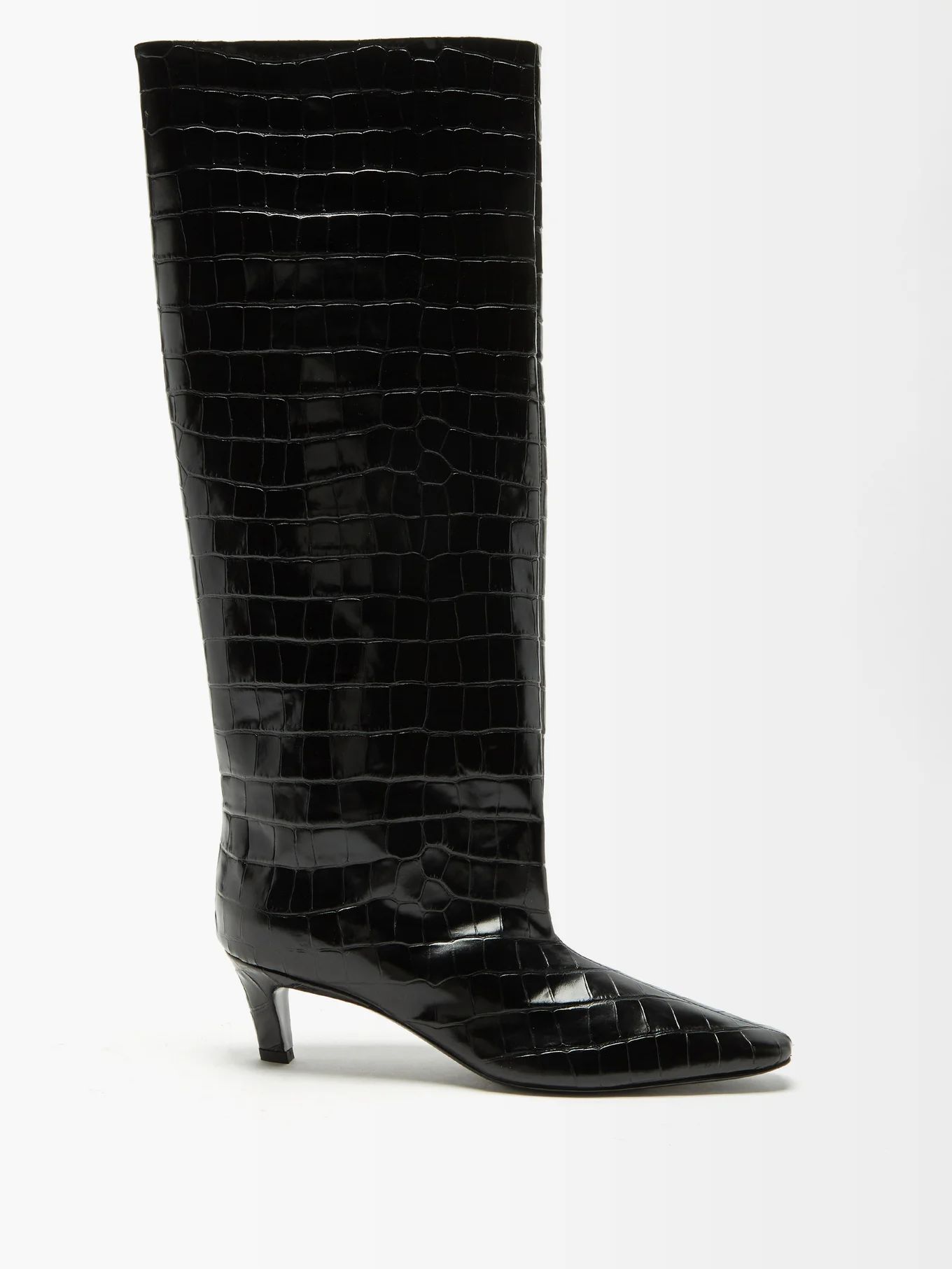 Crocodile-effect leather knee-high boots | Toteme | Matches (US)