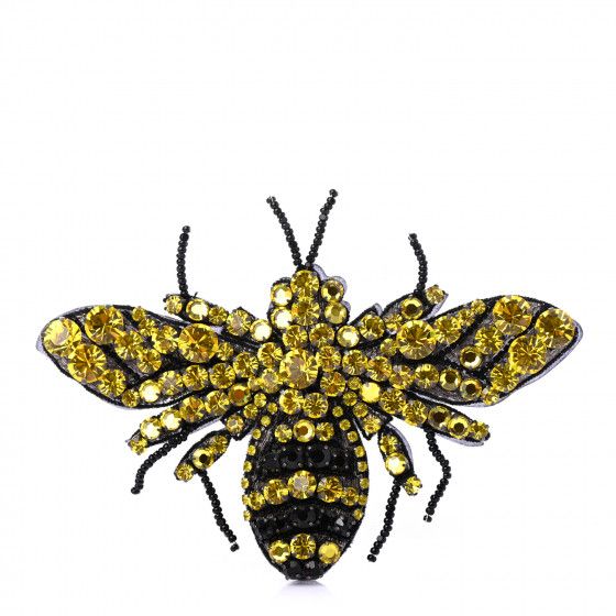 GUCCI Metal Crystal Bee Brooch Black Yellow | FASHIONPHILE | Fashionphile