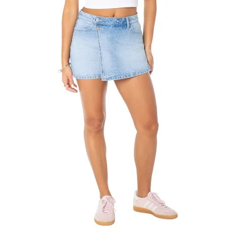Celebrity Pink Women s and Women s Plus Denim Wrap Skort Sizes XS-4X | Walmart (US)