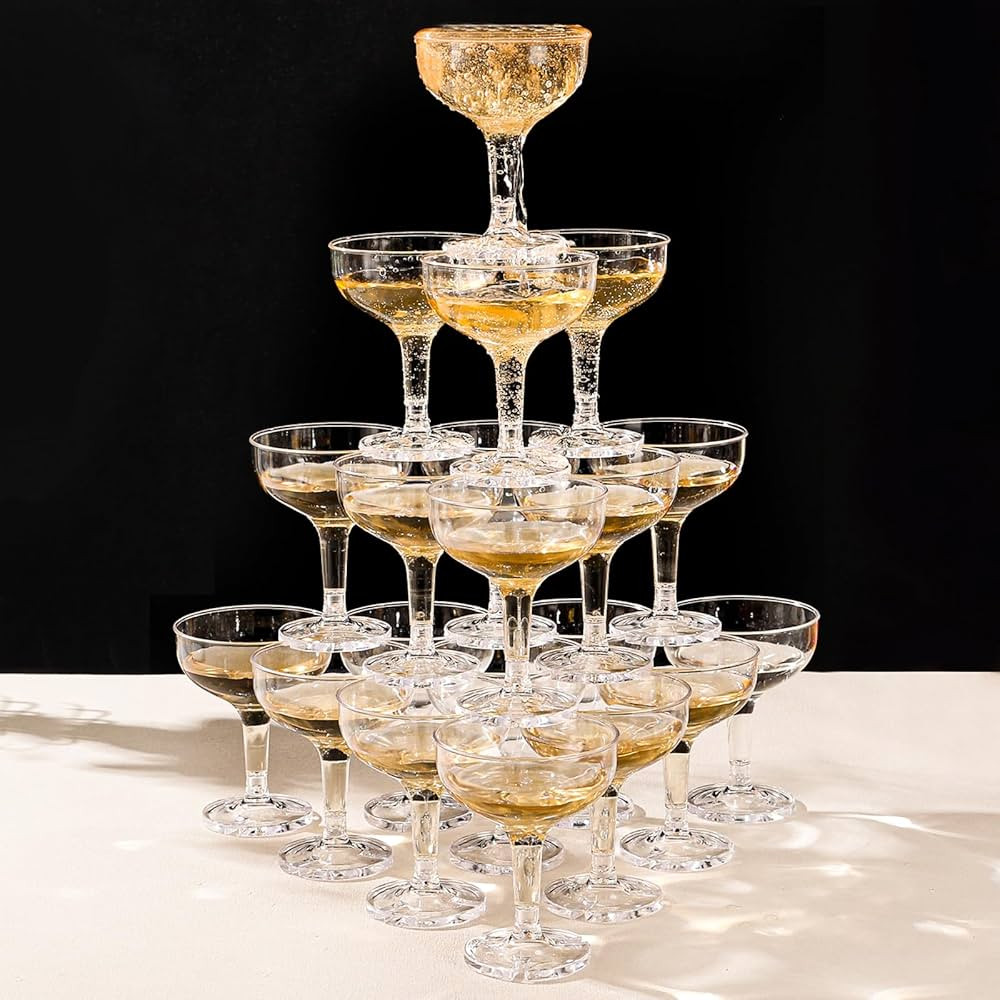 ZOMUIA 50 Pack Acrylic Champagne Coupe Glasses Plastic Champagne Tower for Party Wedding Martini ... | Amazon (US)
