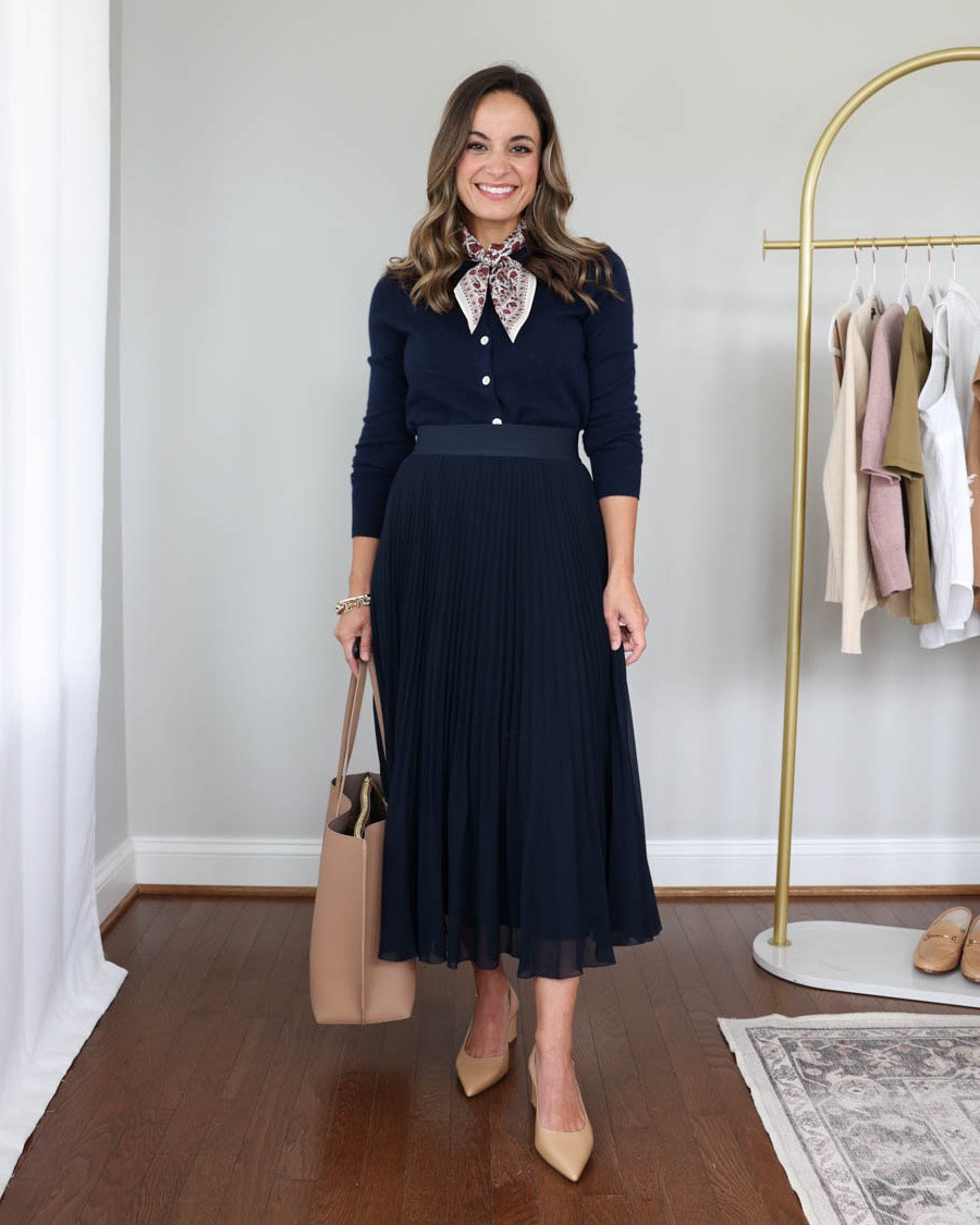 Three monochrome fall work outfits for petites!

Outfit 1:
Navy skirt (Aritzia): xs
Navy Cardigan (Quince): xs
Tote bag (Quince)
Pointed toe heels (Sam Edelman): true to size

Outfit 2:
Brown Ribbed Top (Quince): xs
Brown Wide Leg Pants (BR Factory): petite 00 (doubleweave is sold out in brown, linking in black, similar option in the Hayden Pants) 
Chocolate brown bag (Quince)
Brown heels: tts

Outfit 3:
Burgundy Wide Leg Pants (BR Factory): petite 00
Burgundy Short Sleeve Top (BR Factory): xxs 
Tote bag (Quince)
Heels (Sam Edelman): tts

For size comparison, I’m 4’10” 105lbs. My measurements are 32”, 24”, 36”. I typically wear petite xxs/00/24 and have a 25” ankle inseam and a 27.5-28” full length inseam.

#LTKPetite #LTKWorkwear #LTKSaleAlert