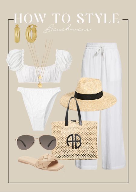 Loving this white bikini via Target! 
Target fashion, target style, bikini, swim wear, wide leg pants, sandals, vacation look. 

#LTKswim #LTKSeasonal #LTKshoecrush