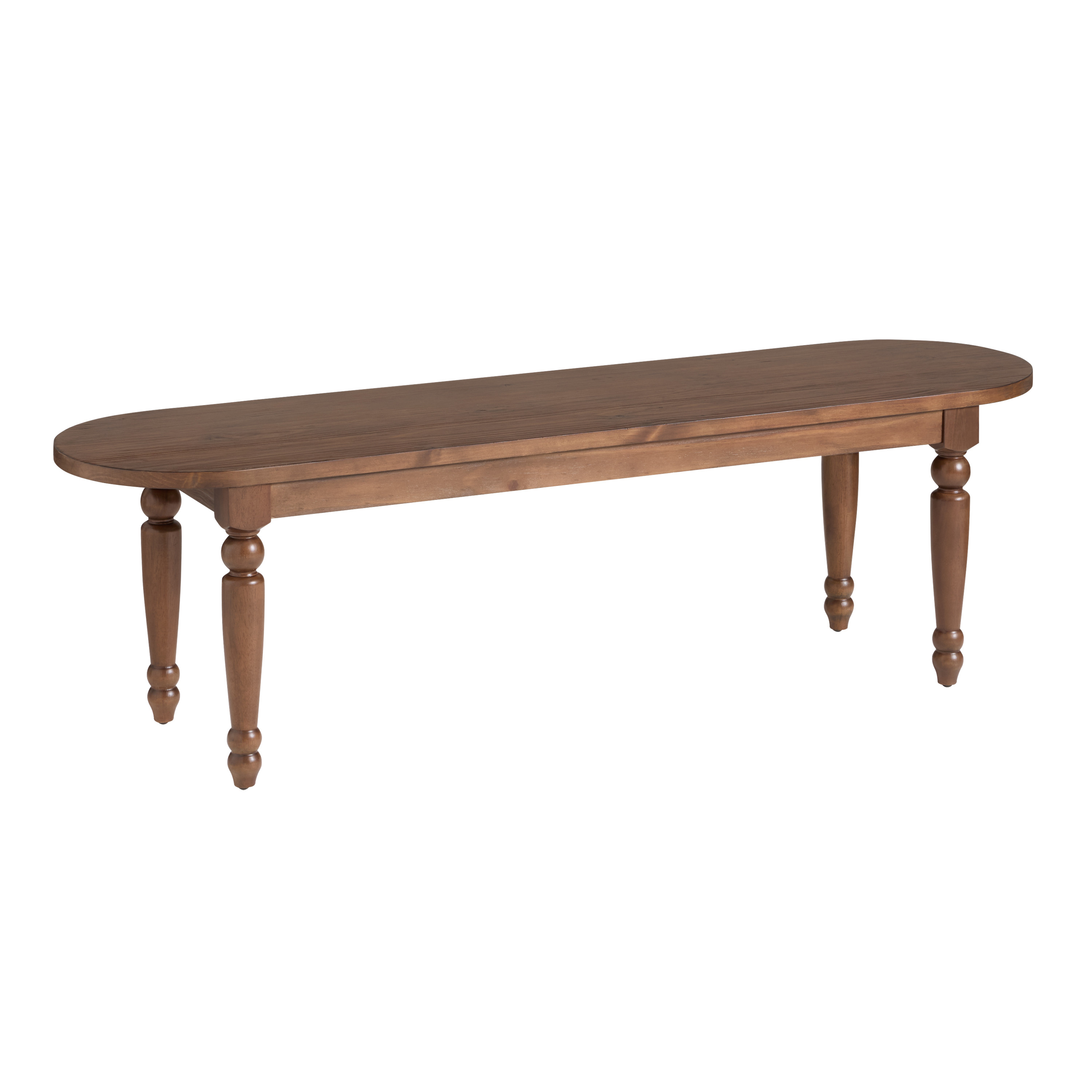 Woodbury Oval Caramel Walnut Farmhouse Dining Bench | World Market
