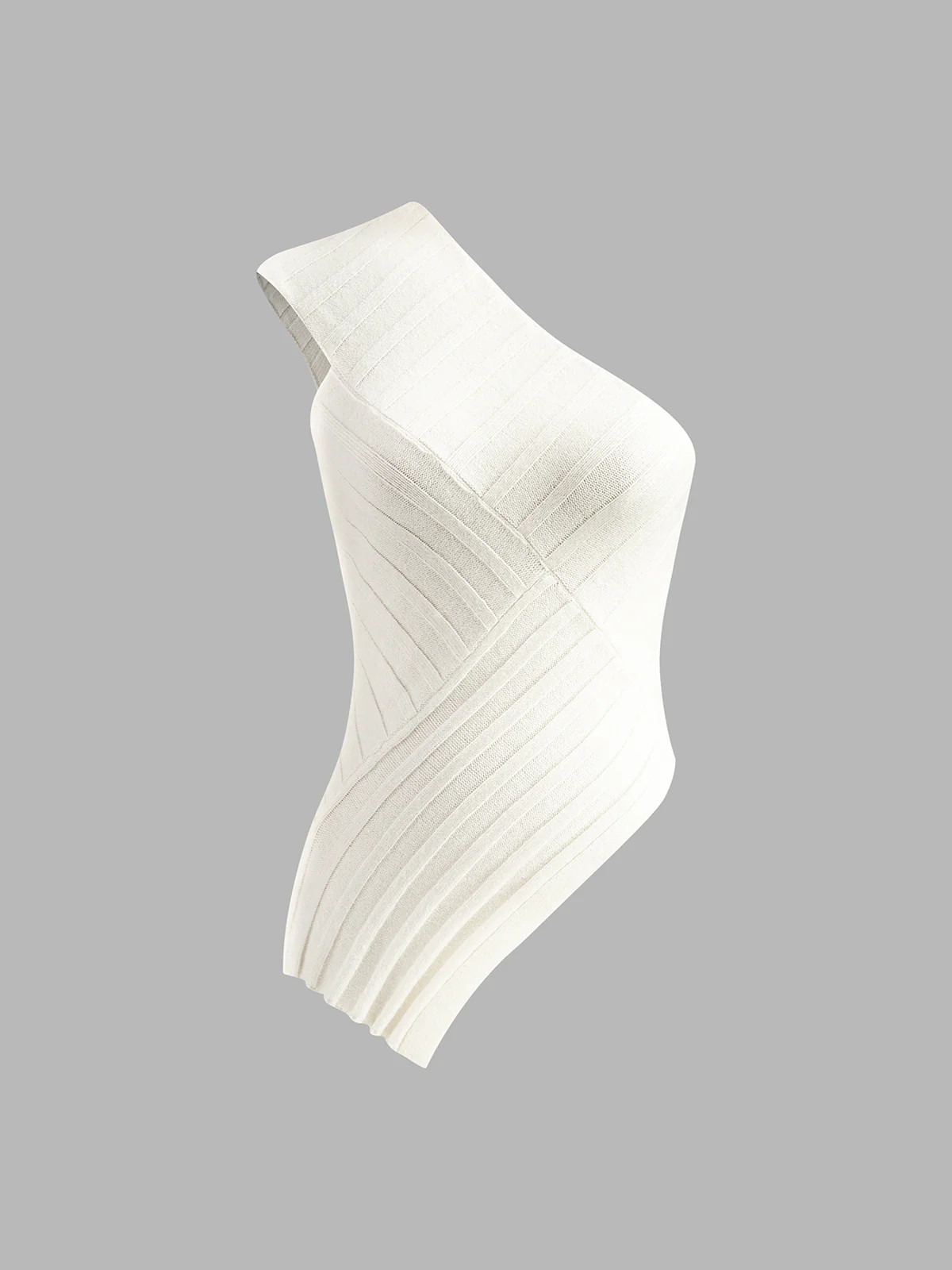 Asymmetrical Ribbed One-Shoulder Top | Commense