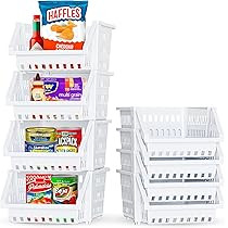TidyFriend Stackable Storage Bins for Pantry, 4 Pack Stackable Bins For Organizing Food, Kitchen,... | Amazon (US)