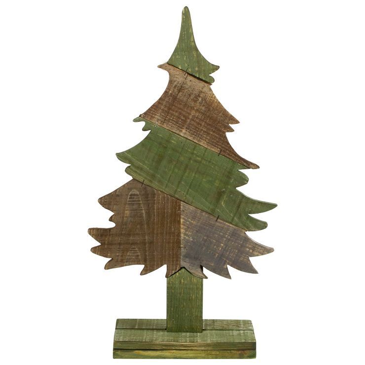 Northlight 20.5" Green and Brown Textured Wood Tabletop Christmas Tree | Target