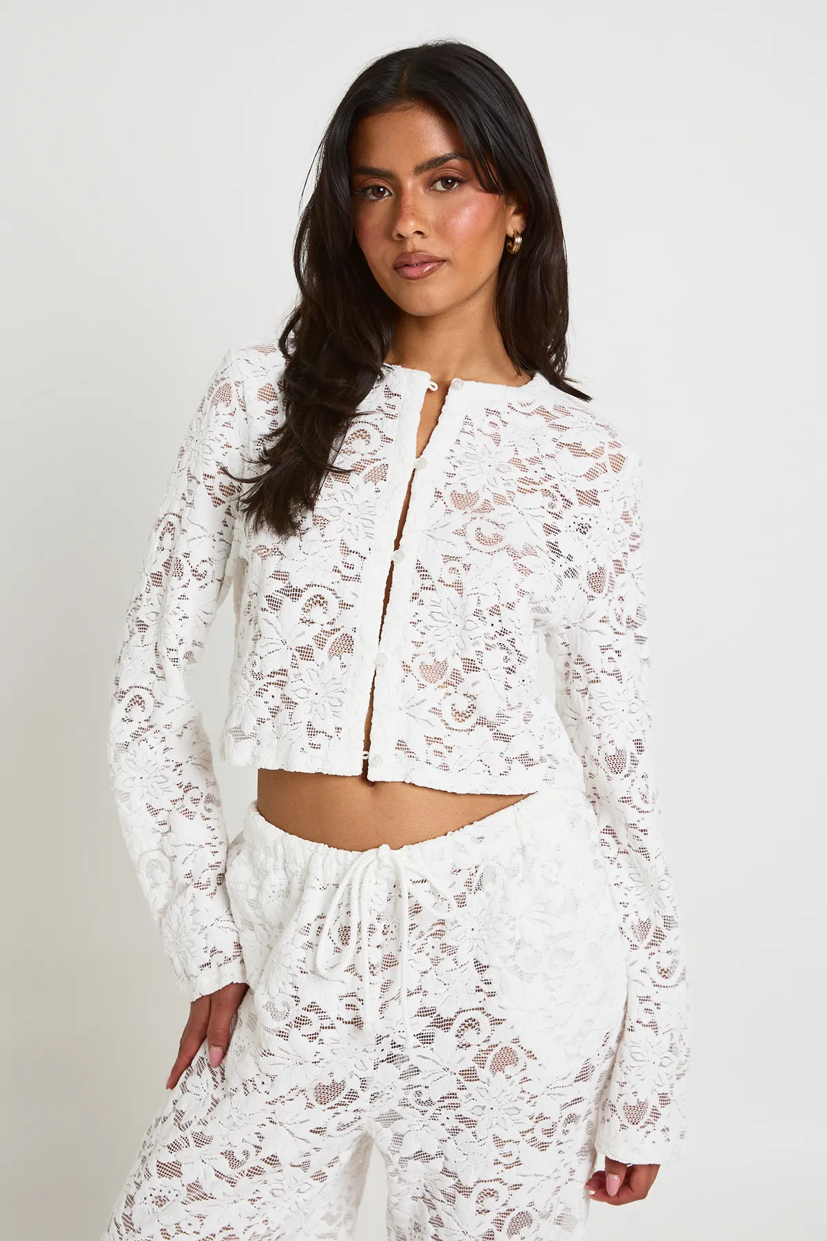 Lace Button Through Boxy Top | Boohoo.com (UK & IE)