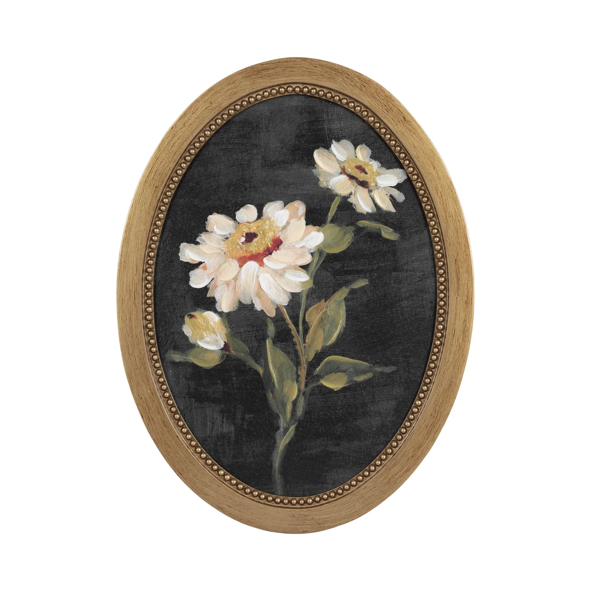 DesignOvation White Zinnia 12"x16" OvalFramed Canvas Art Print by Annie Quigley, 16``H OVAL FRAME... | Walmart (CA)