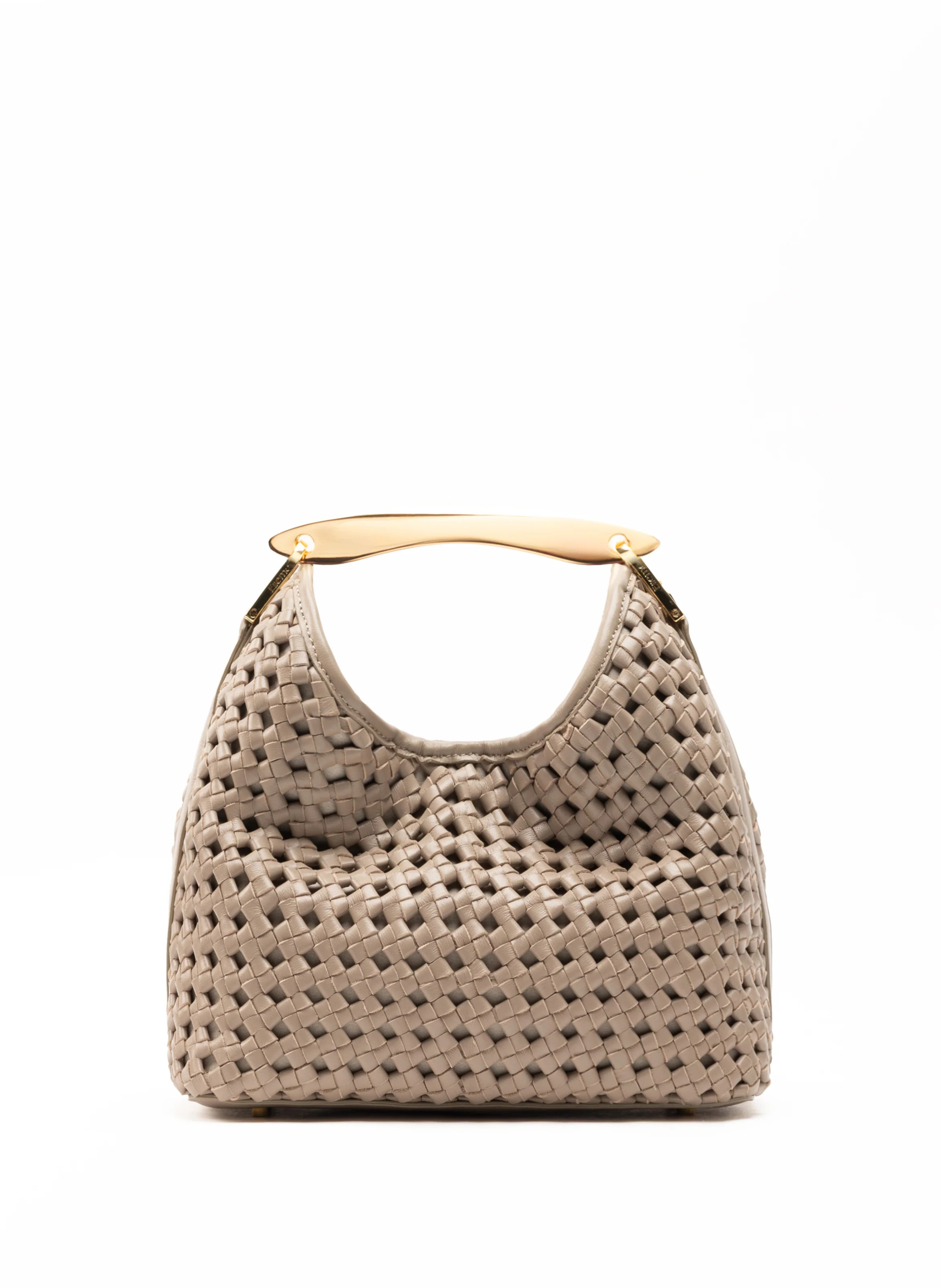 Small Boomerang Woven Leather Taupe - Woven Handbags for Women - Elleme | Elleme