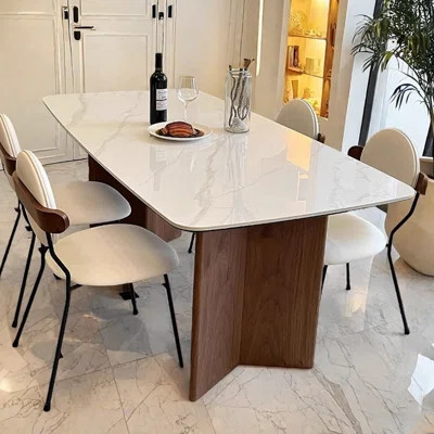 Vintage cream style sintered stone dining table | Wayfair North America