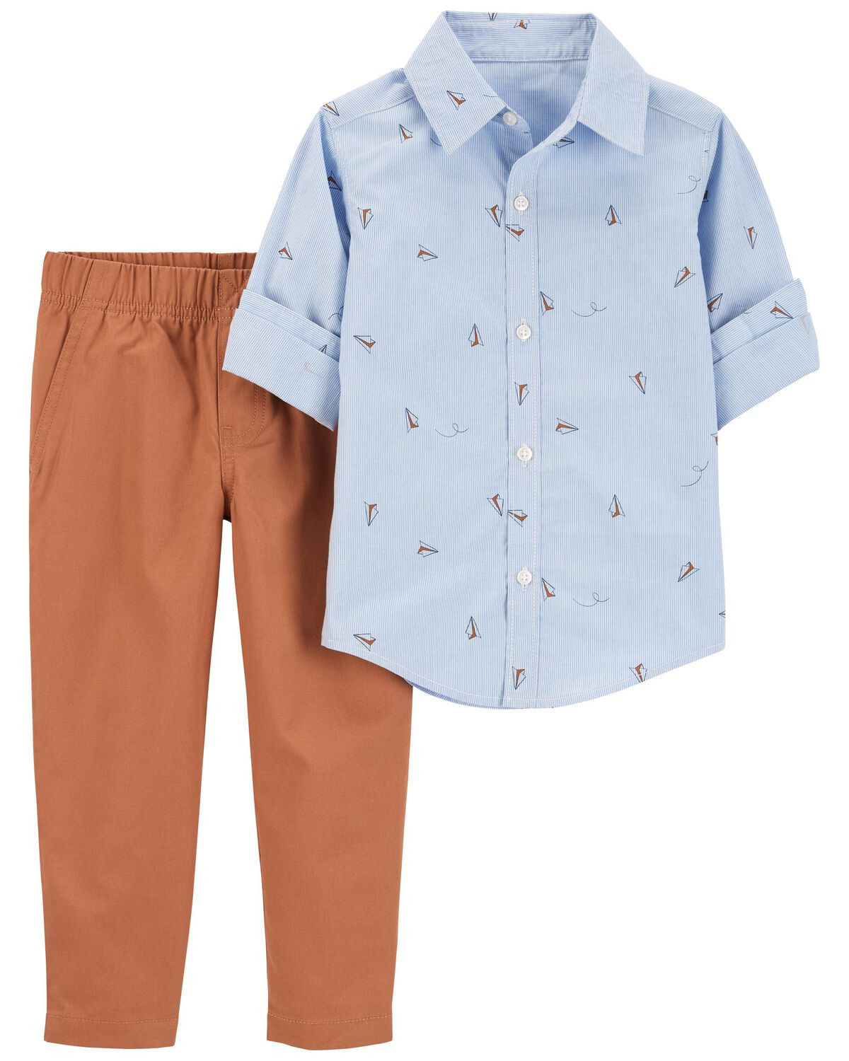Blue/Brown Toddler 2-Piece Button-Front Shirt & Pant Set | carters.com | Carter's