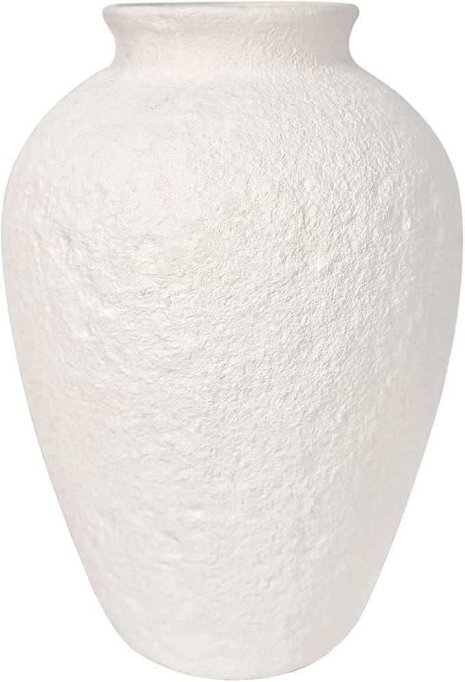 10.3 Inch Antique White Ceramic Vase, Weathered Stone Flower Vase for Olive Branches, Pampas Gras... | Amazon (US)