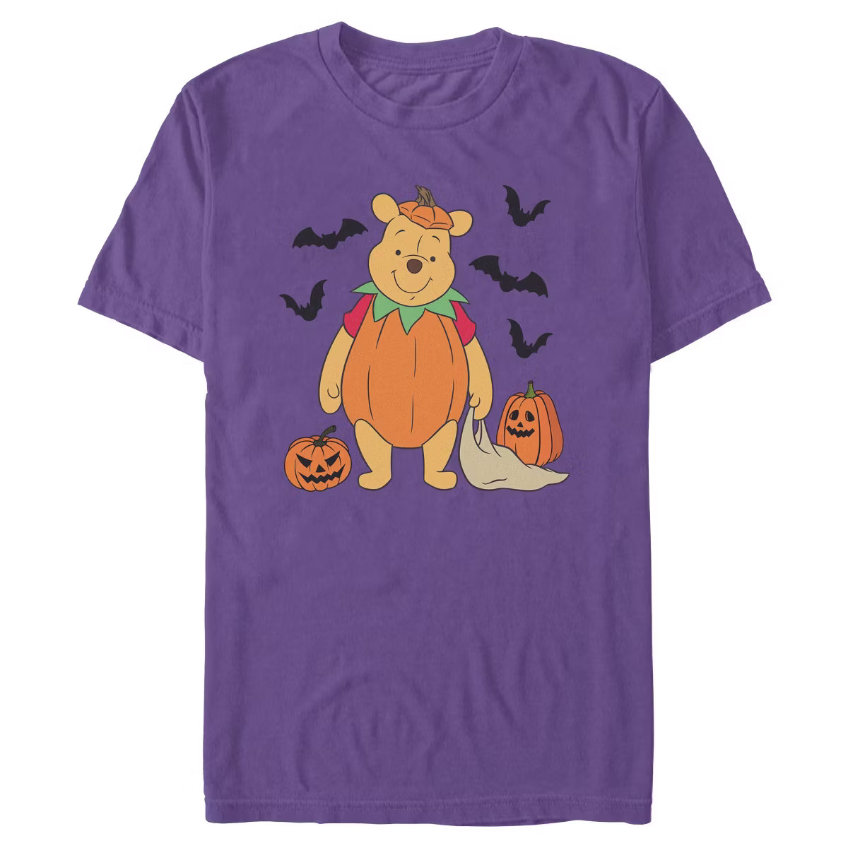 Mens Winnie the Pooh Halloween Bear Pumpkin Costume Bats T Shirt | Target