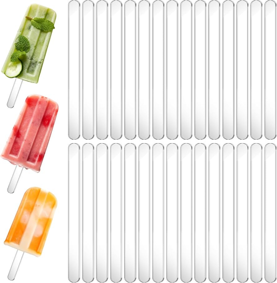 30 Pieces Acrylic Popsicle Sticks, 4.5 Inch Reusable Ice Cream Cakesicle Mold Sticks Mirror Ice P... | Amazon (US)