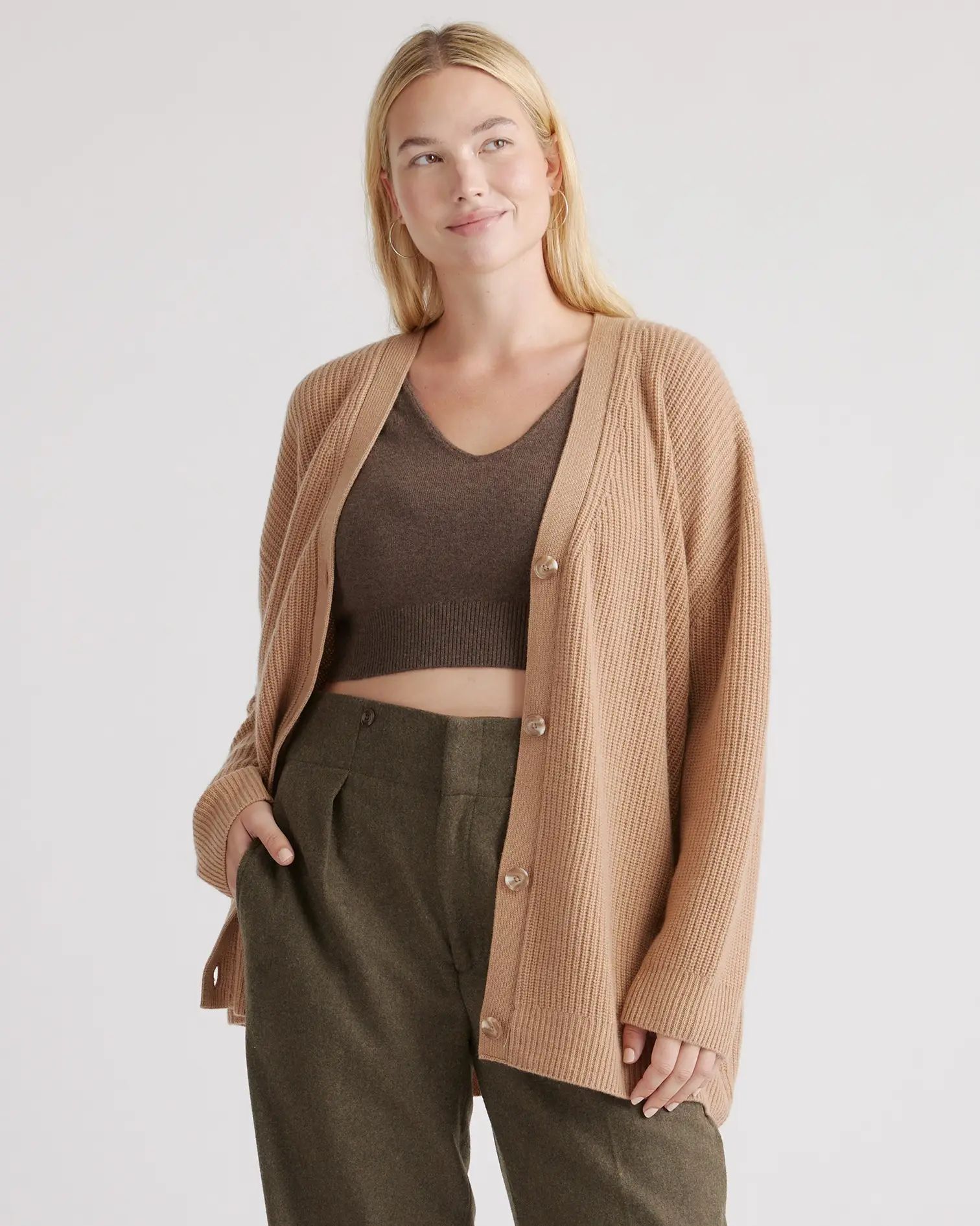 Mongolian Cashmere Oversized Boyfriend Cardigan Sweater | Quince