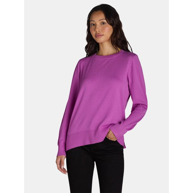 Time and Tru Women's and Women’s Plus Crewneck Sweater, Lightweight, Sizes XS-XXXL | Walmart (US)