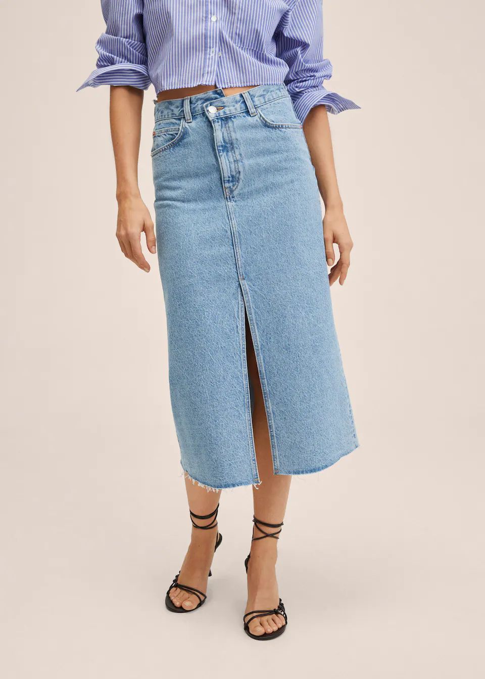 Slit denim skirt | MANGO (US)